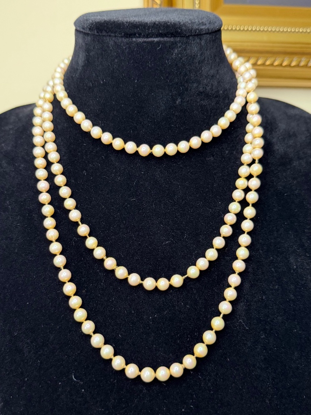 ESTATE Vintage Pink Toned Beaded Faux Pearl Necklace 28.25" Drop